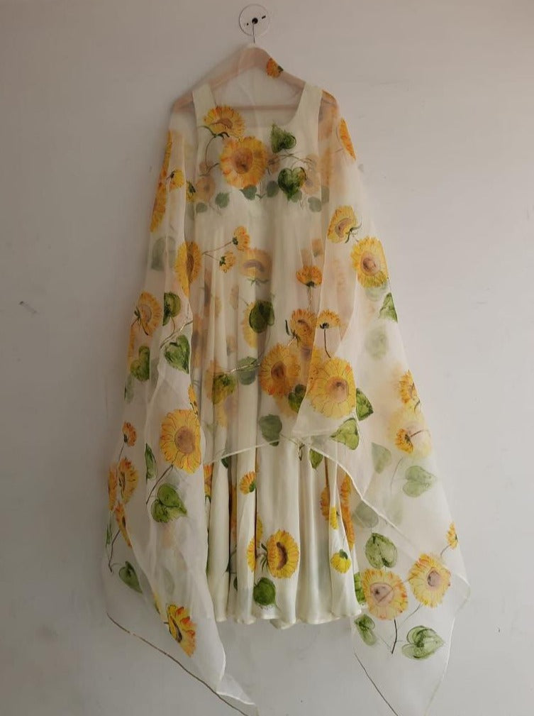 Sunflower on Lemon Flaired Kurta