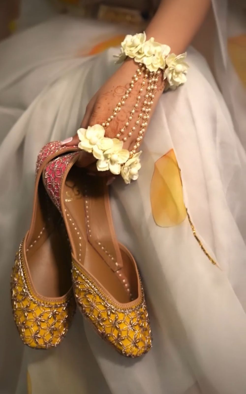 Yellow Anthuriums on Grey Organza Saree