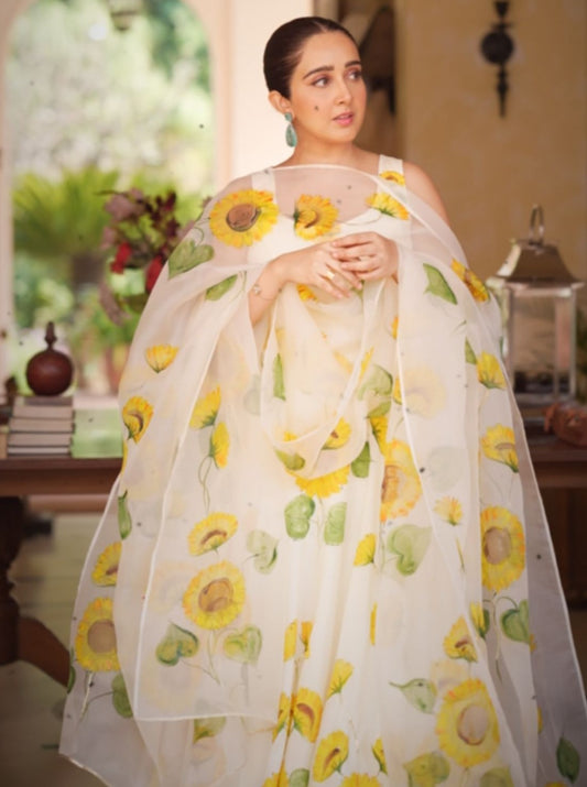 Sunflower on Lemon  Flaired Kurta