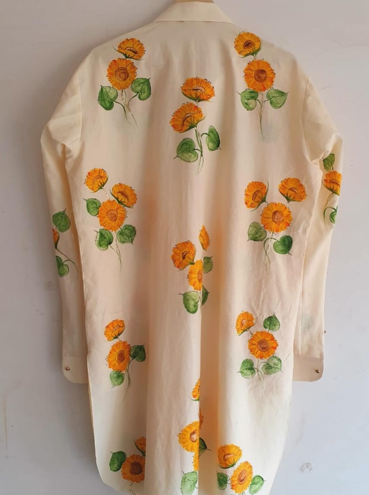 Sunflowers on Ivory Pathani Style Men's Kurta