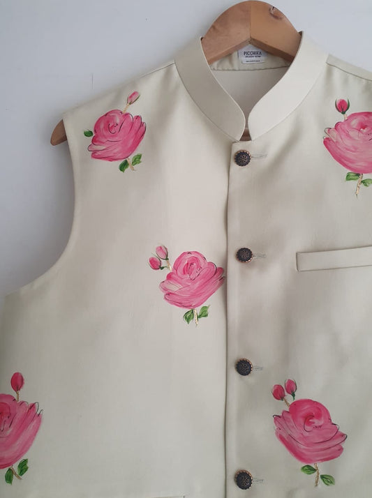 Roses on Pista Nehru Jacket