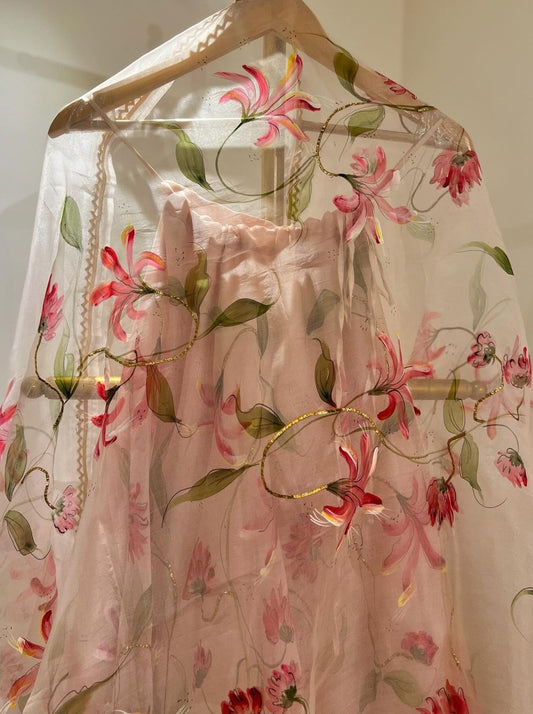 Honey Suckle on Dull Rose Lehenga