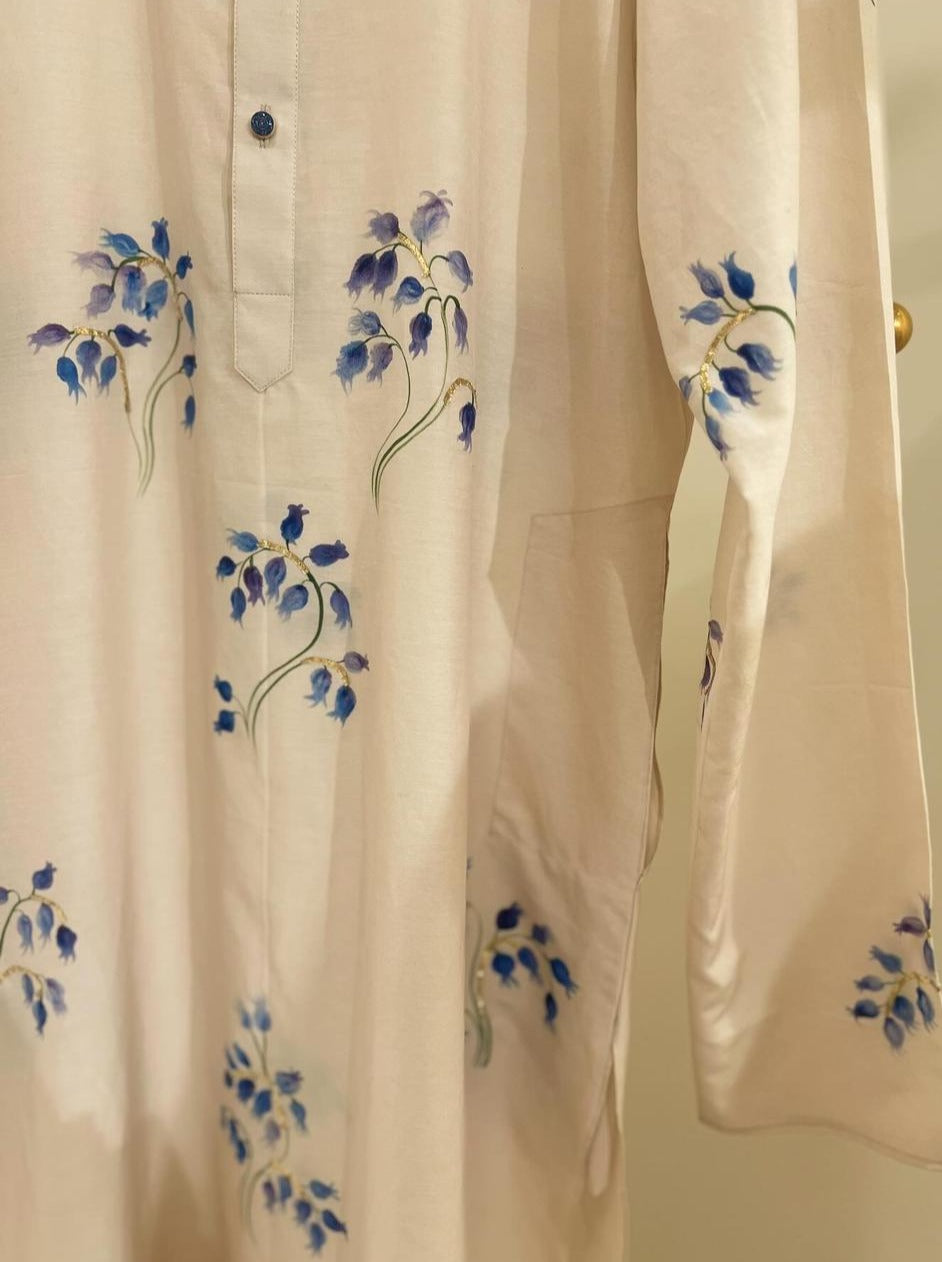 Bluebells on Mens Kurta