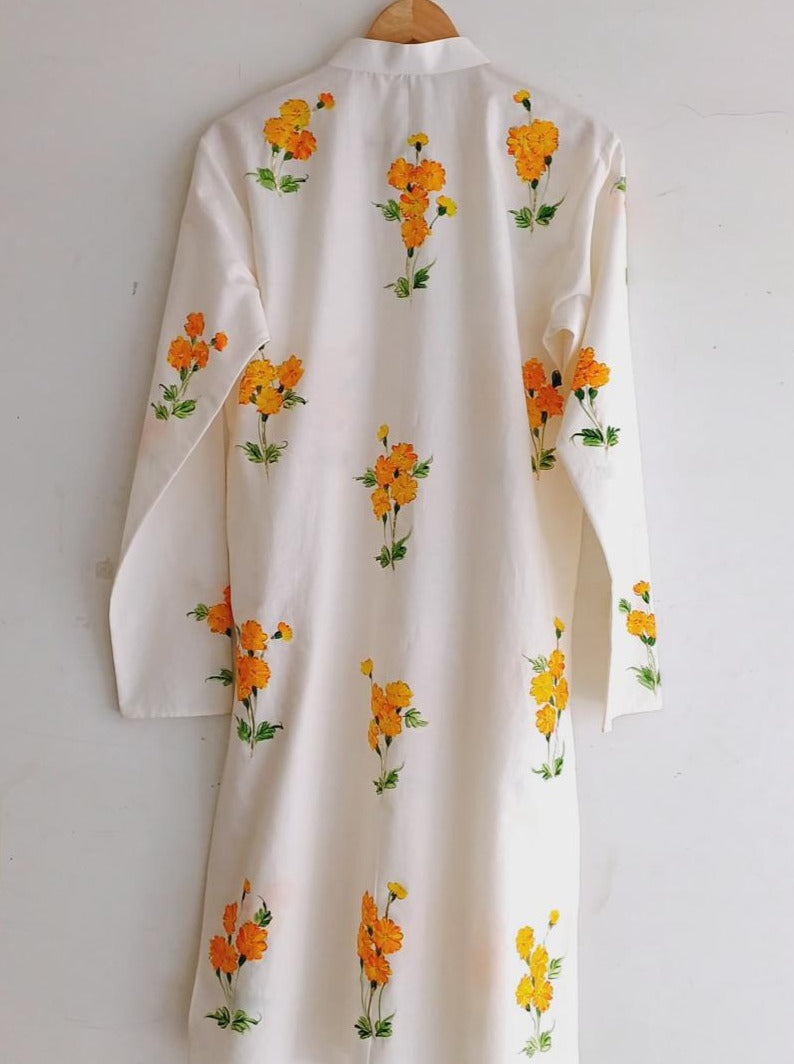 Marigold on Mens Kurta