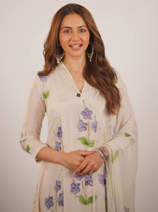 Dunalia’s on Dull Ivory Silk Kurta