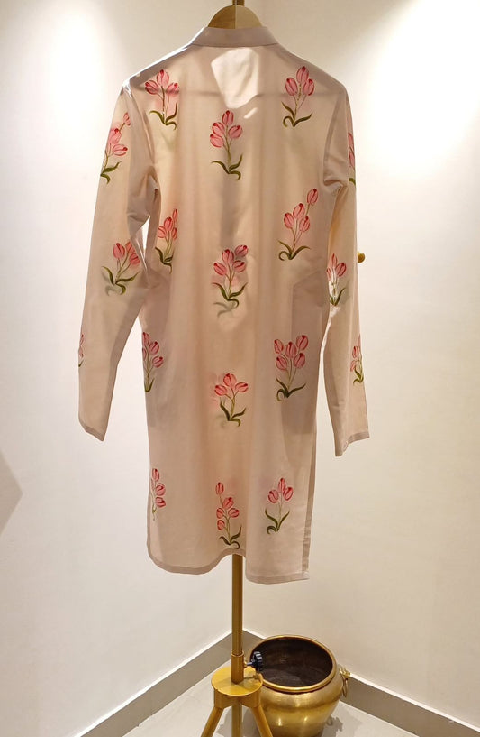 Tulips on Dull Ivory Mens Kurta