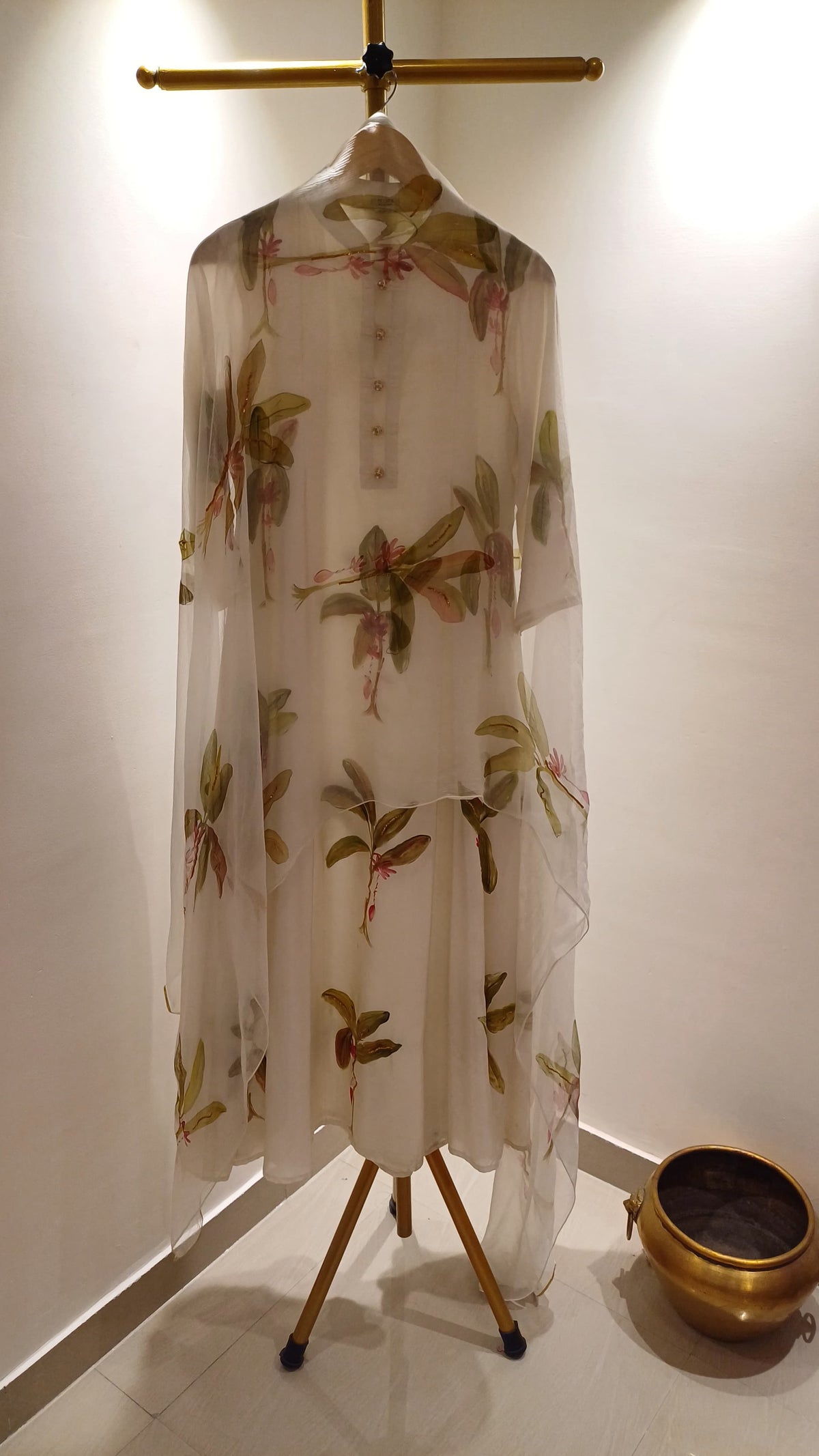 Banana Trees Ivory Silk Kurta