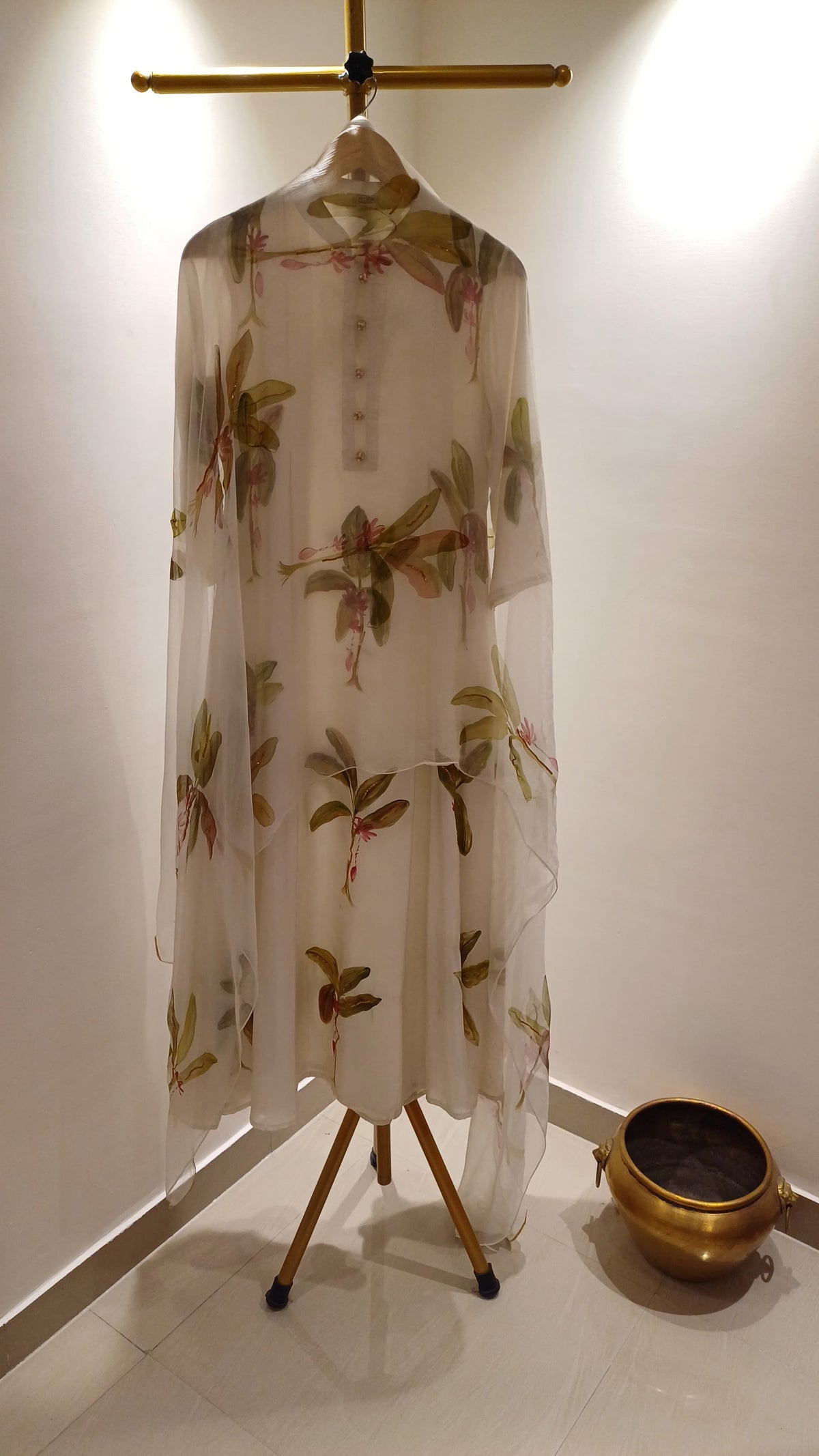 Banana Trees Ivory Silk Kurta