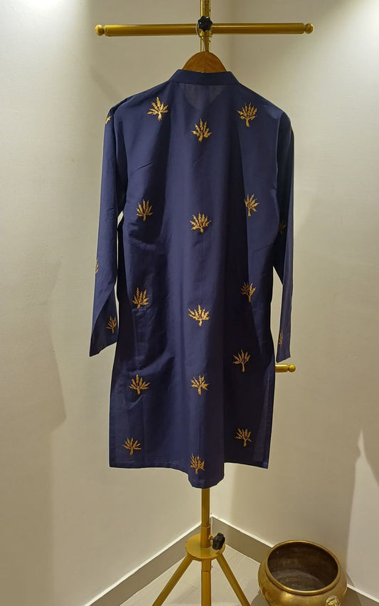 Maple Tress on Blue Men's kurta