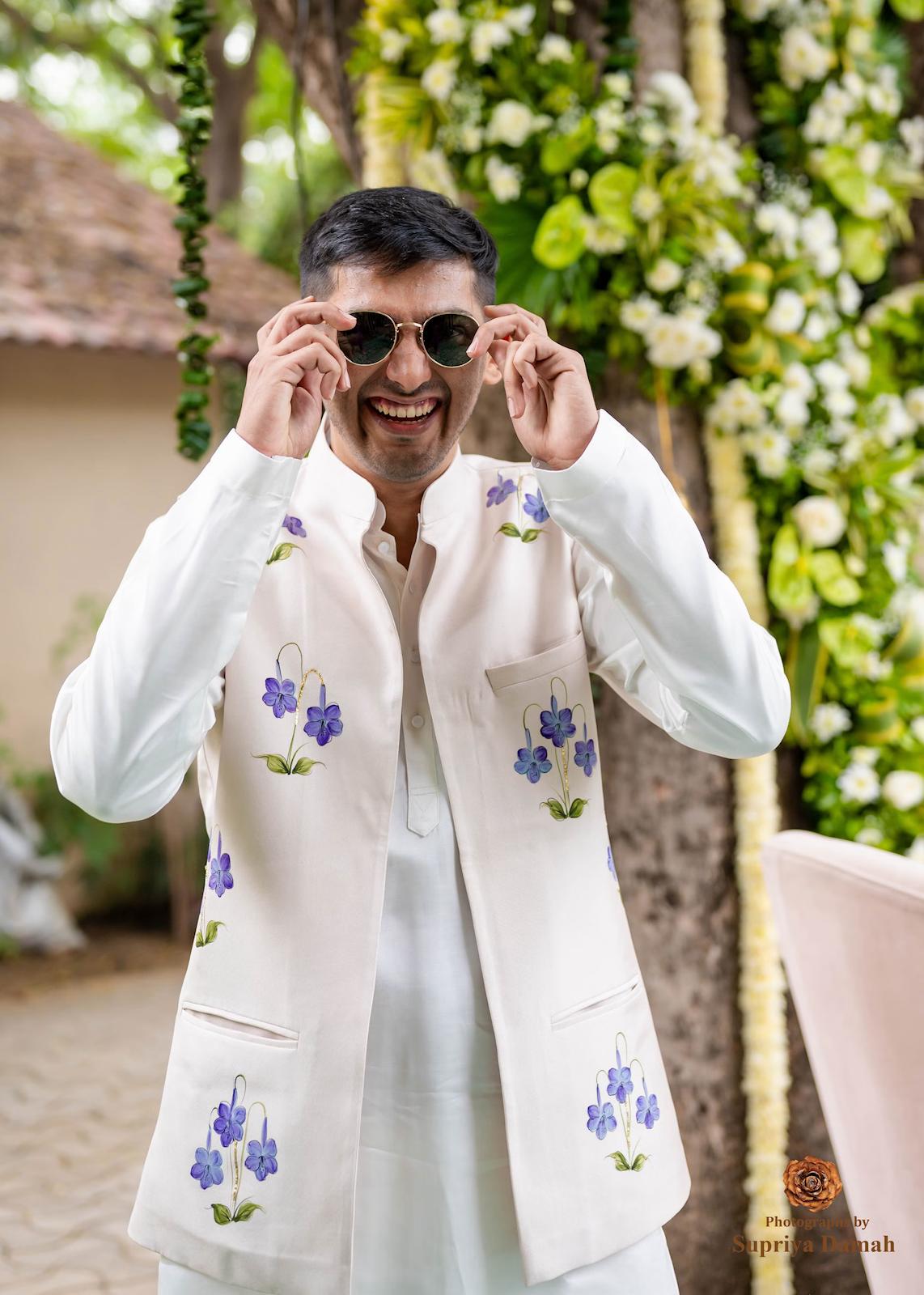 Dunalia's on Dull Ivory Nehru Jacket