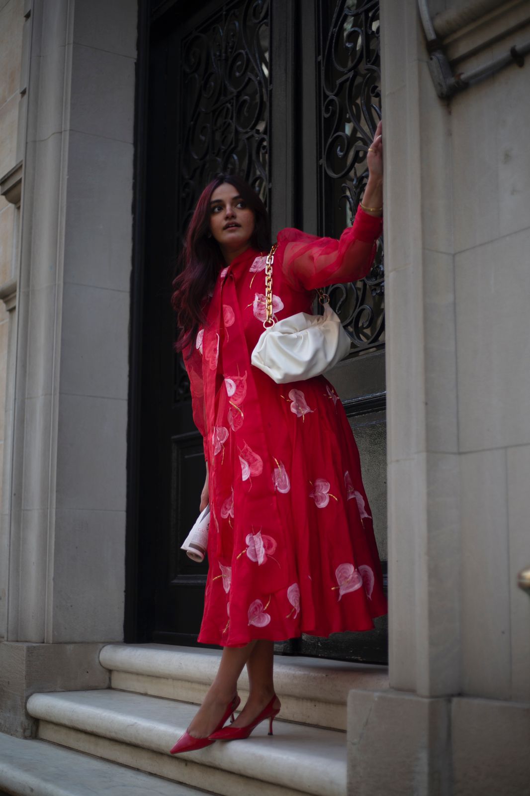 Sheer Tie up Top and Silky Skirt