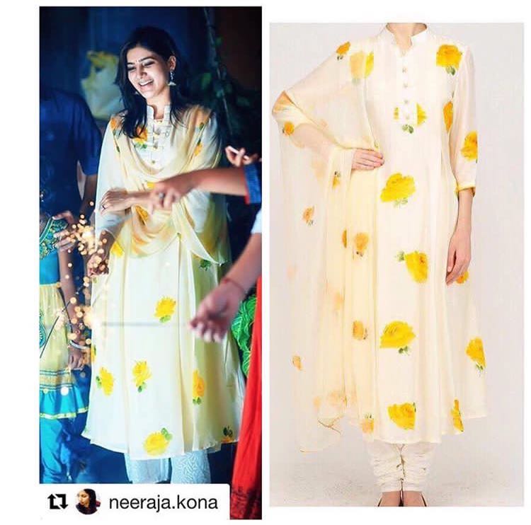 The Lemon Rose on Silk Kurta
