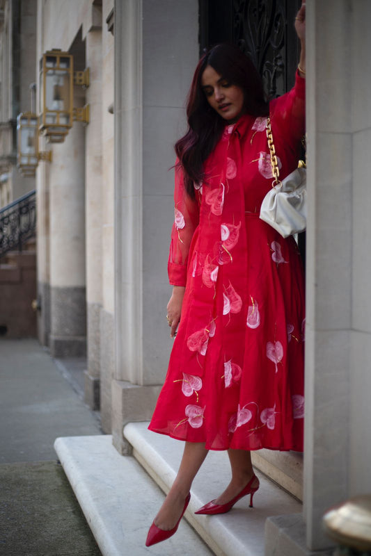 Sheer Tie up Top and Silky Skirt