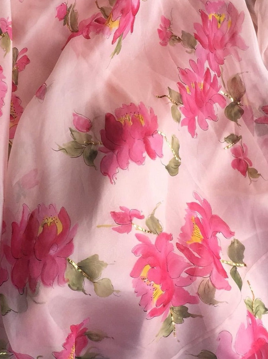 Peonies on Rosepink lehenga