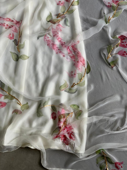 Pheasant’s Berry on Ivory Silk Kurta