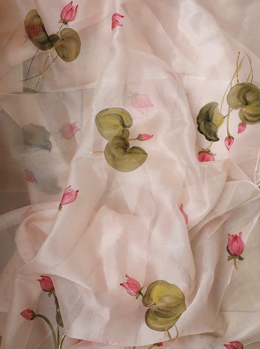 Custom Name on Lotus Organza Saree