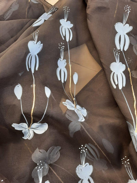 Fushias’s on Black Organza Saree