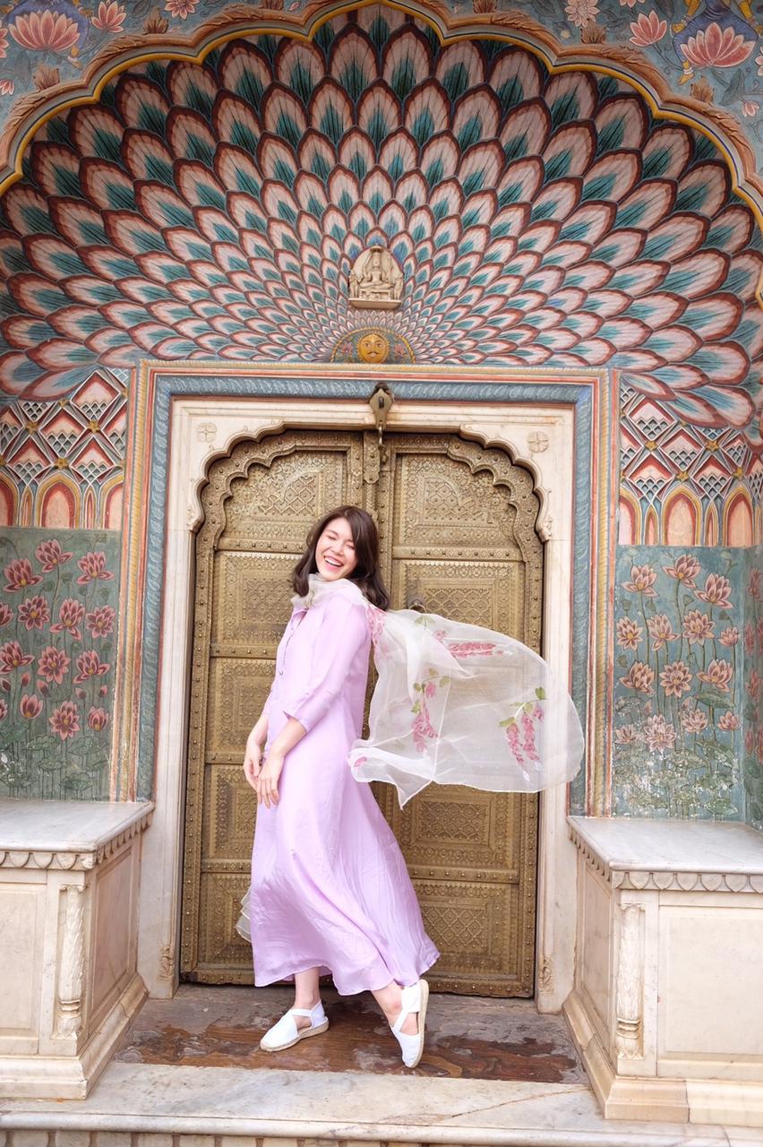 Pheasant Berry's on Ivory Organza Dupatta with Lilac Plain Kurta