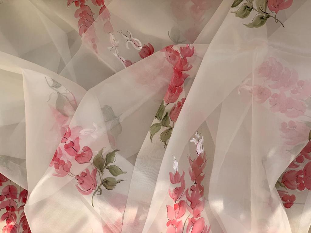 Pheasant Berry's on Ivory Organza Dupatta with Lilac Plain Kurta
