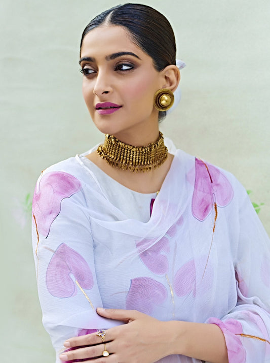 The Anthurium on Organza lehenga