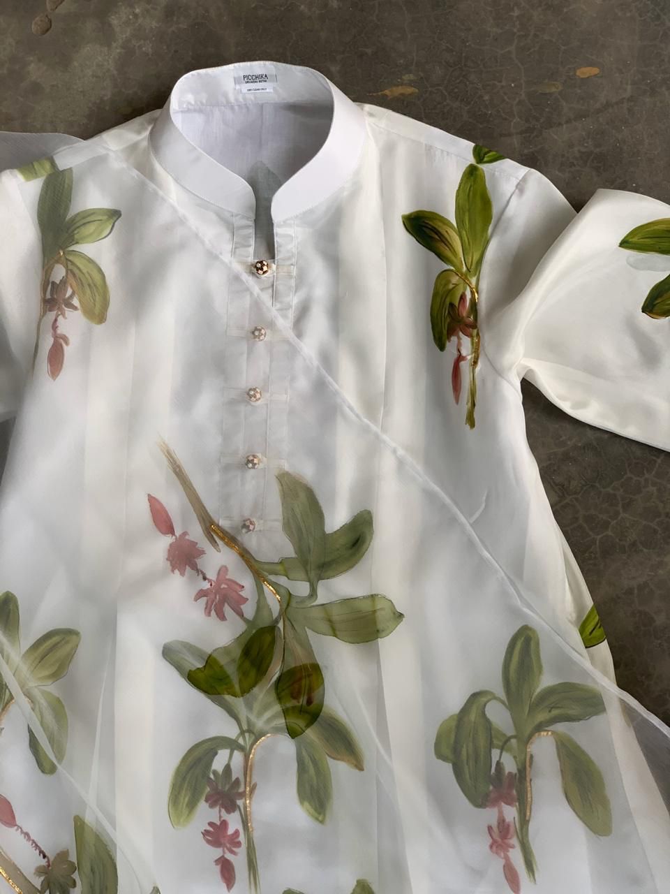 Banana Trees Ivory Silk Kurta