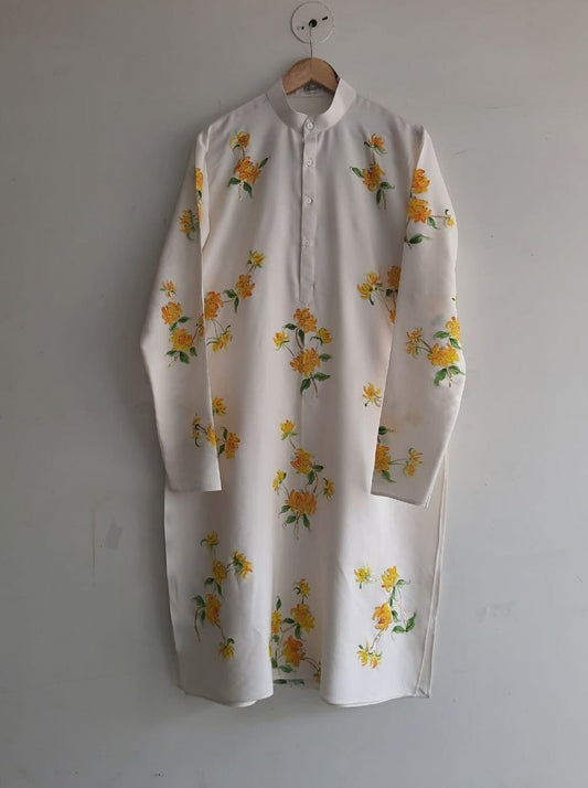 Peonies on Mens kurta