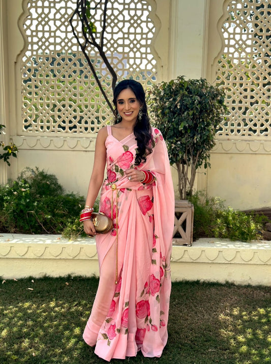 Rosepink Saree in Georgette