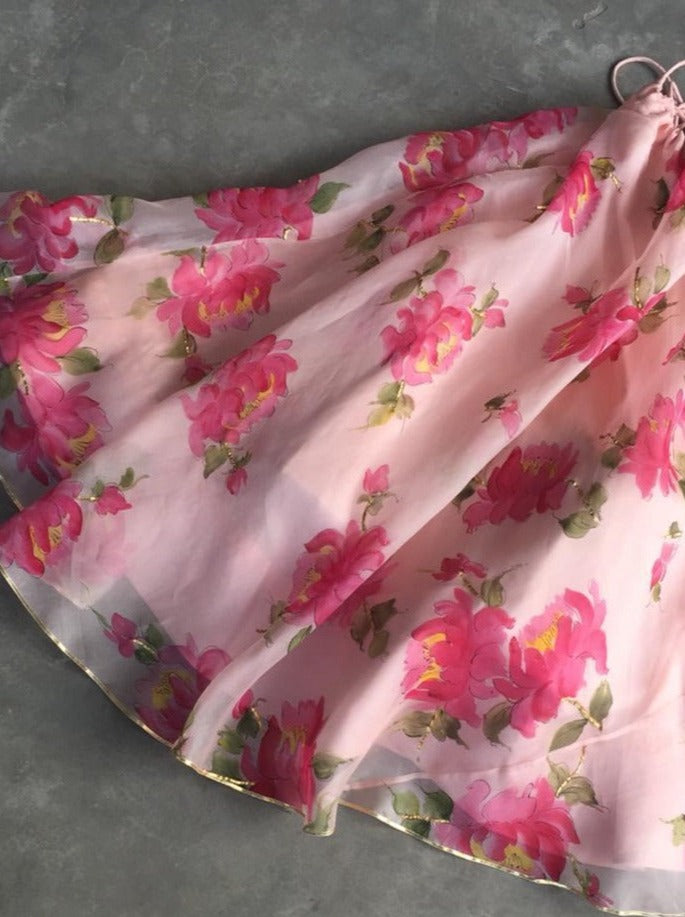 Peonies on Rosepink lehenga