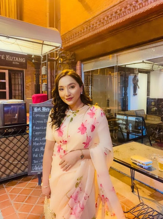 Songbirds on Chiffon Saree