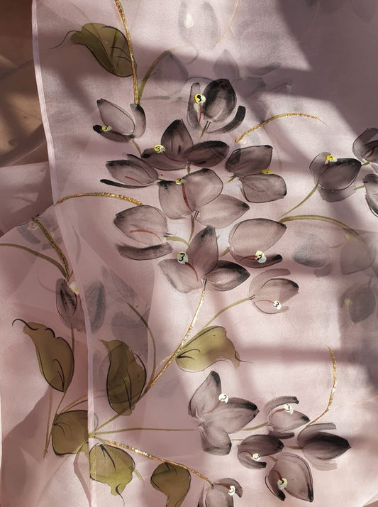 Bouganville’s on Lavender Organza Saree