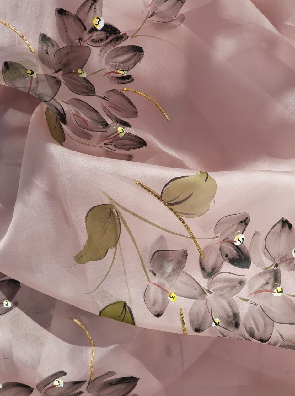 Bouganville’s on Lavender Organza Saree