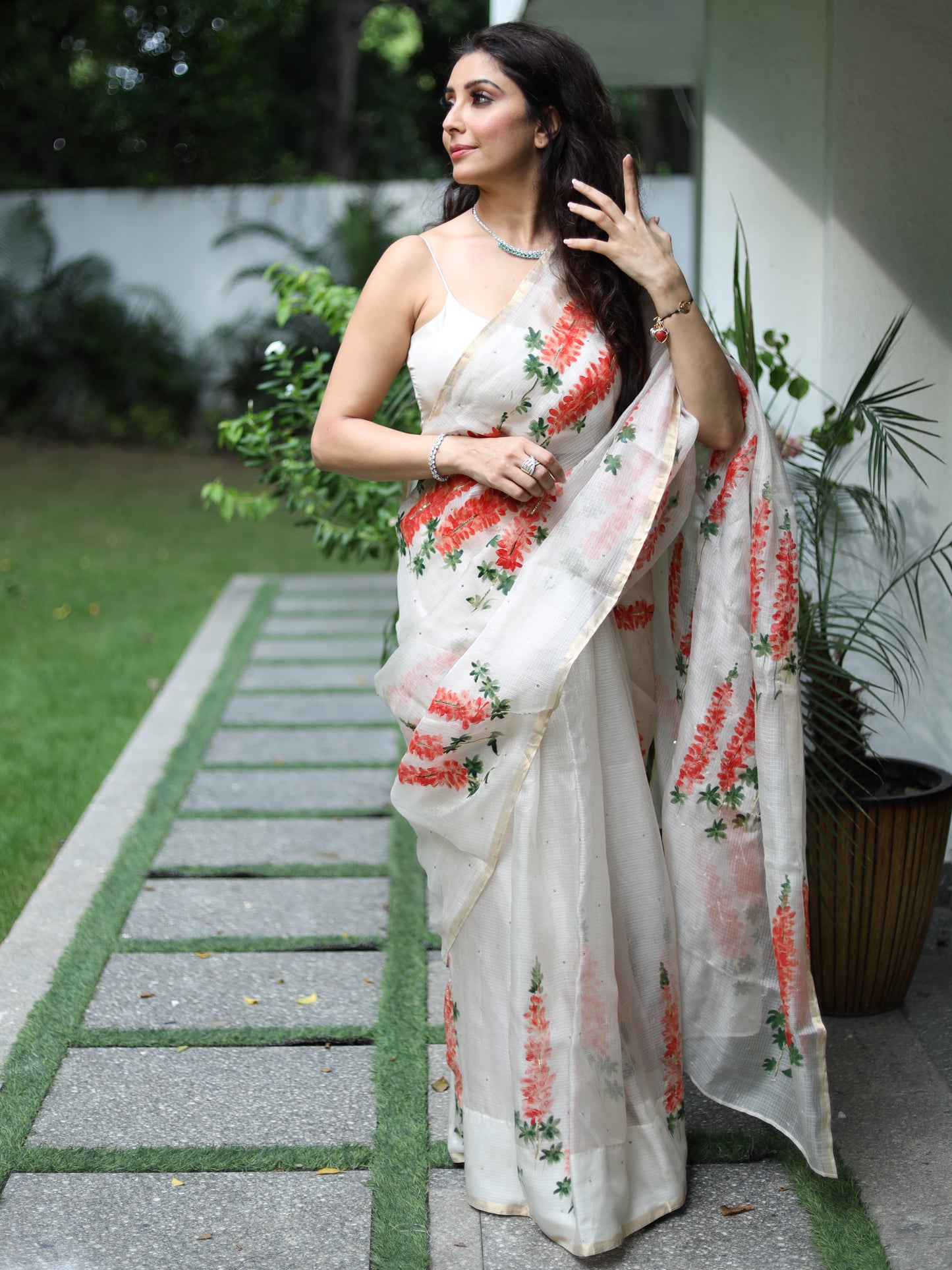 Popsicles on Kota silk saree with sequins