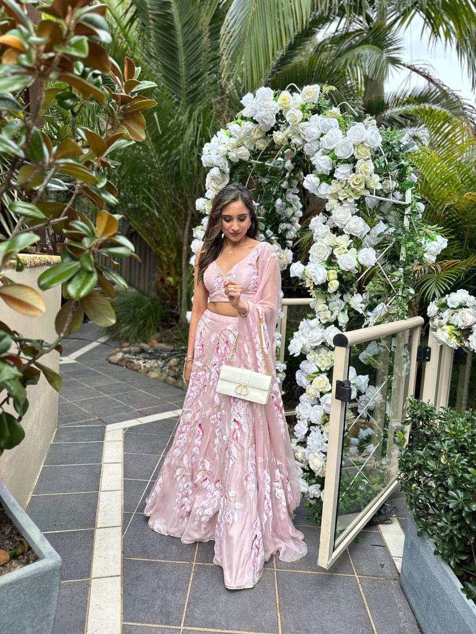 Shaded Pheasant Berry's on Lilac Lehenga