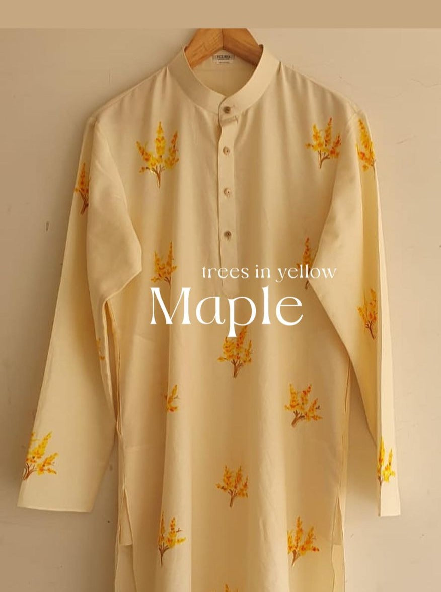 Maple Trees on Lemon Men's kurta
