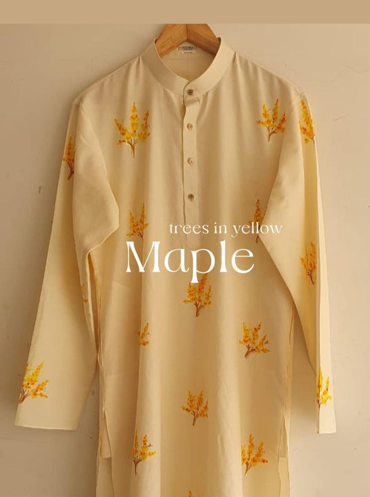 Maple Trees on Lemon Men's kurta