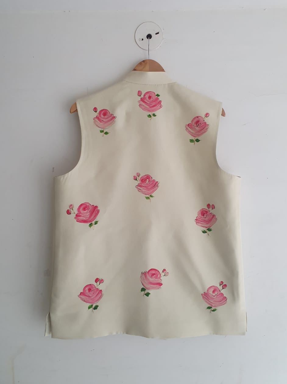 Roses on Pista Nehru Jacket