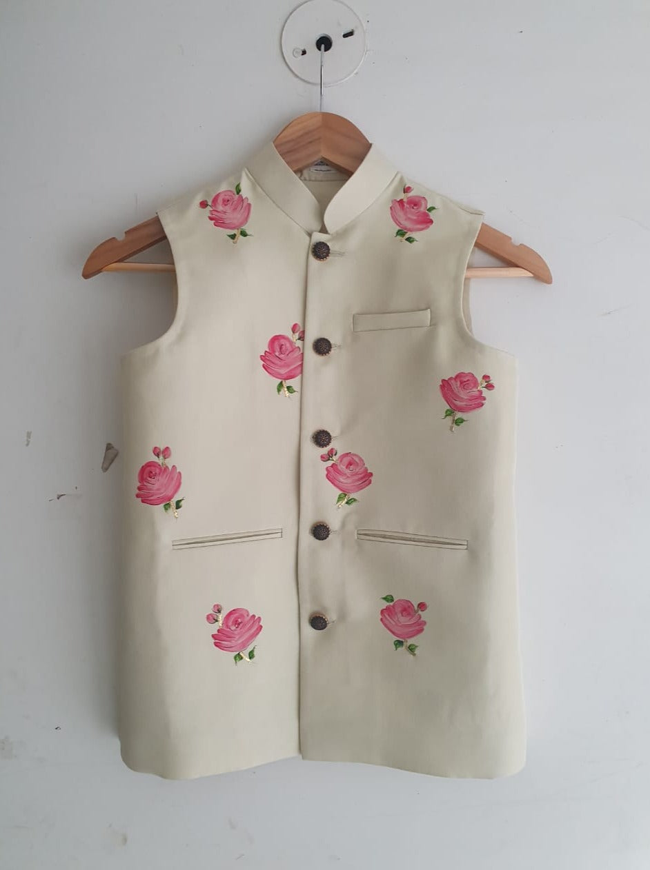 Roses on Pista Nehru Jacket