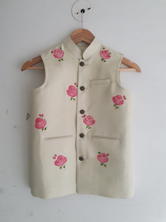 Roses on Pista Nehru Jacket