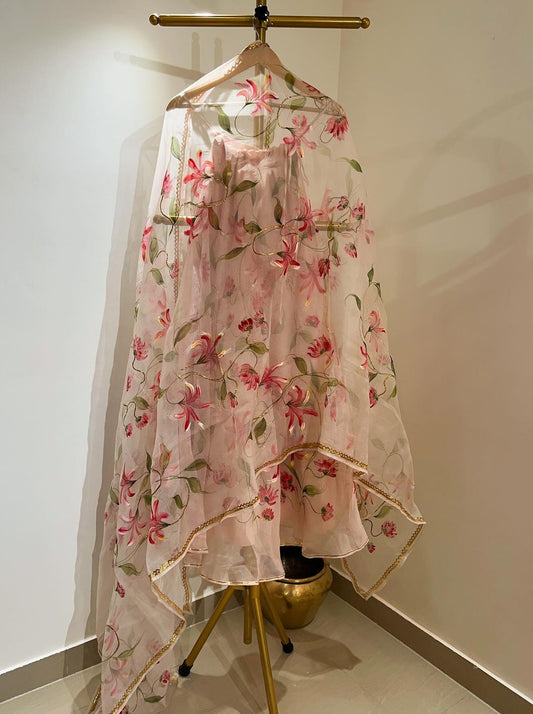 Honey Suckle on Dull Rose Lehenga