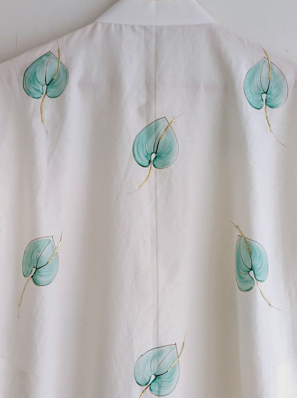 Blue Flamingo Flowers on Ivory Mens Kurta