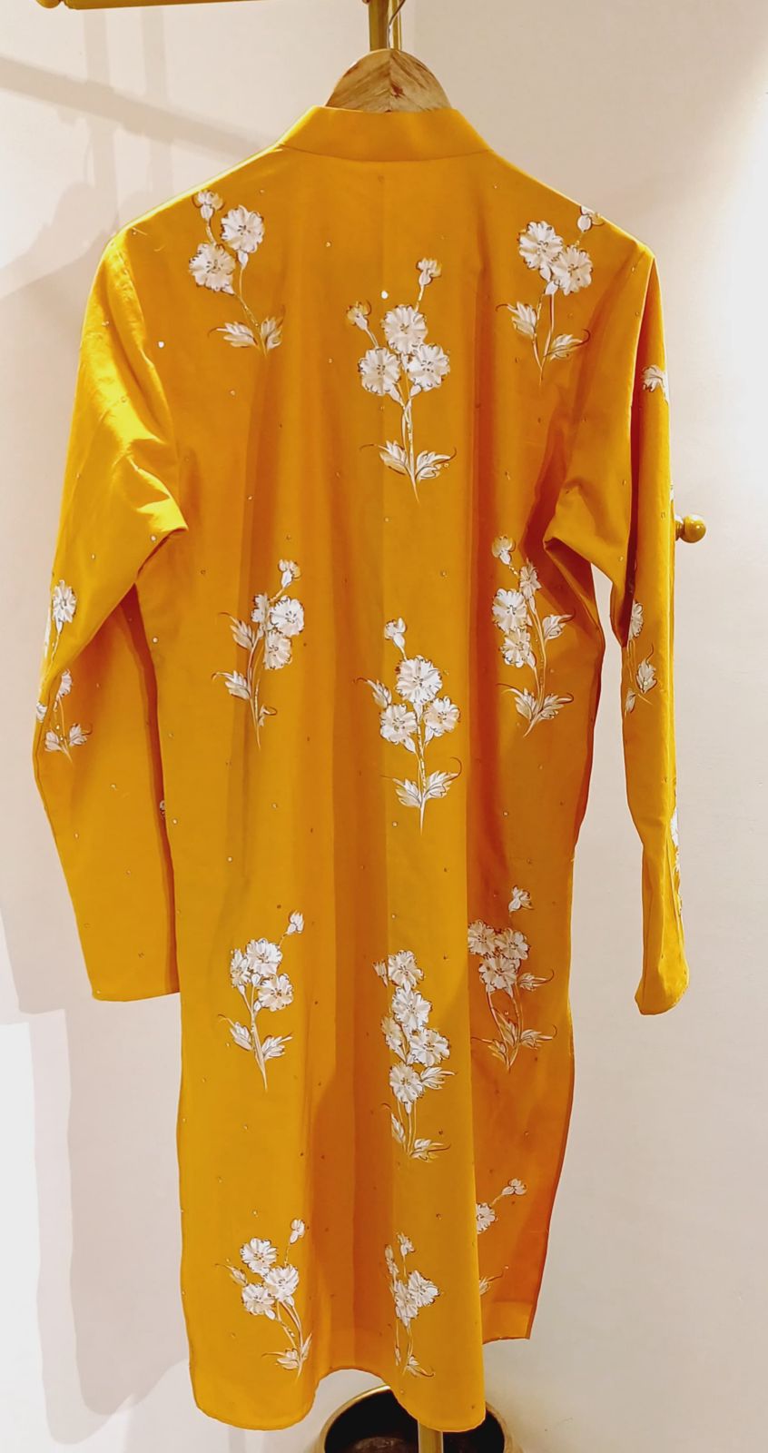 Marigolds on Golden Yellow Mens kurta with sequins