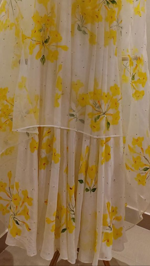 Elder Flowers on Ivory Flaired Kurta with Sequins