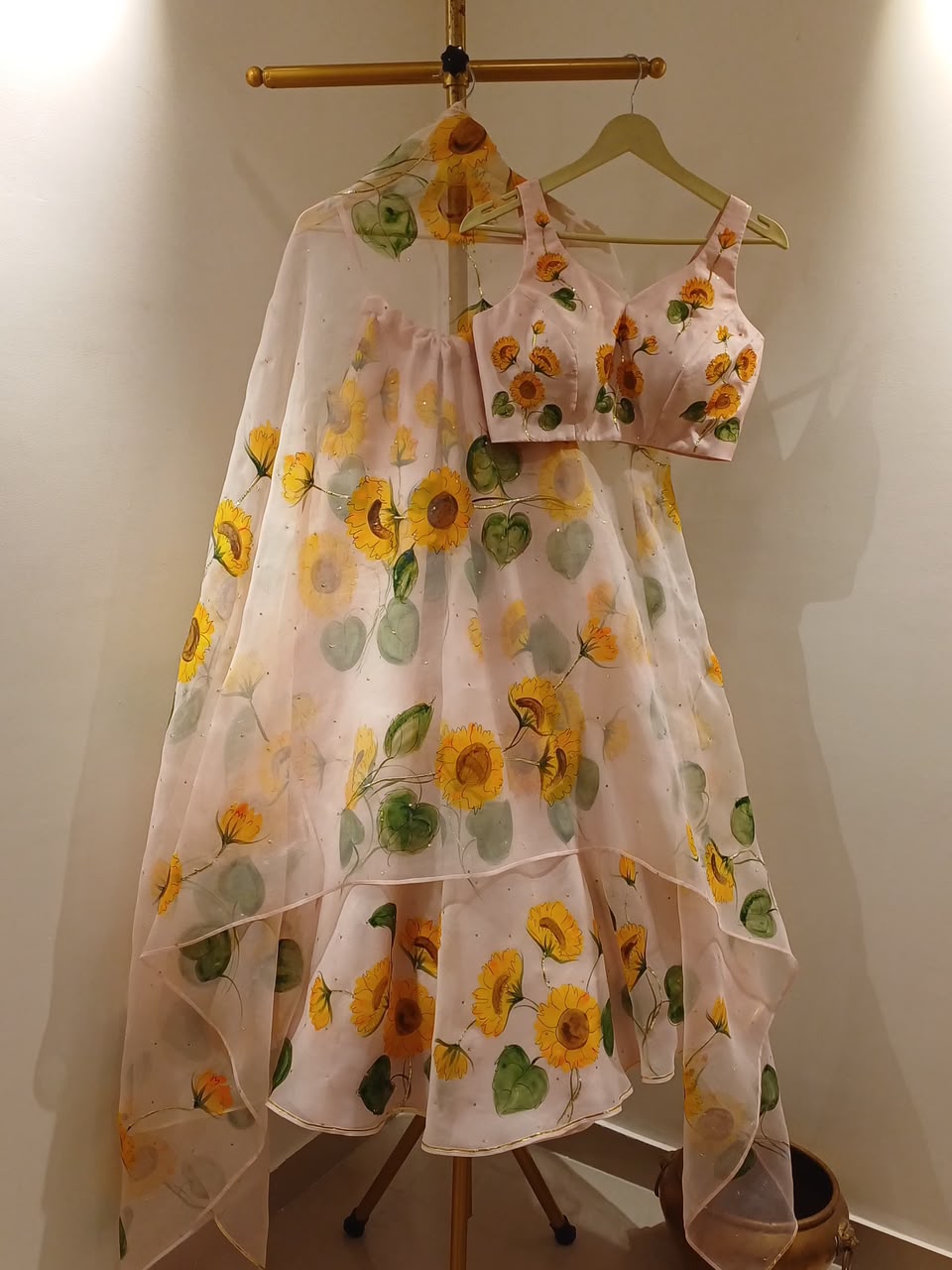 Sunflower on dusky rose Lehenga set with sequins Sitara's