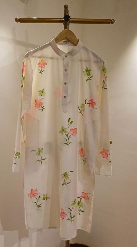 Lily Rosea on Ivory Mens Kurta