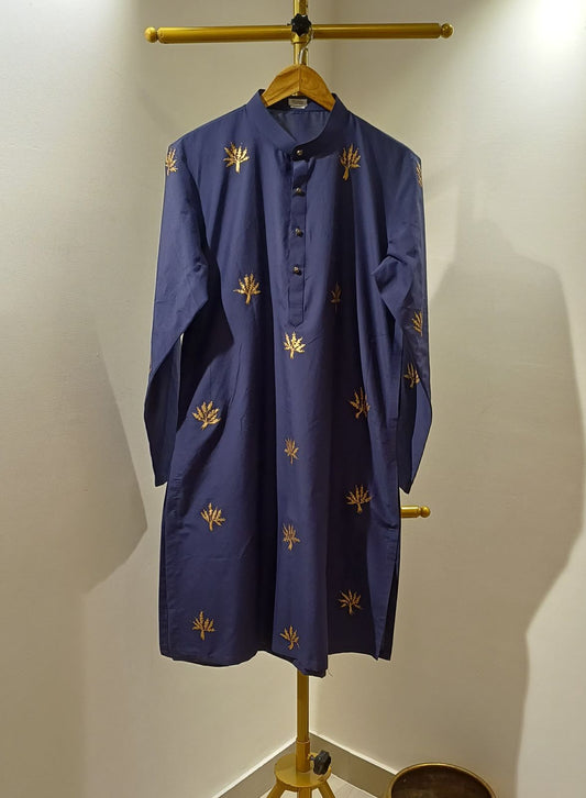 Maple Tress on Blue Men's kurta