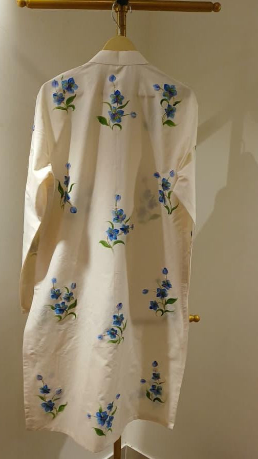 Orchids on Dull Ivory Mens Kurta