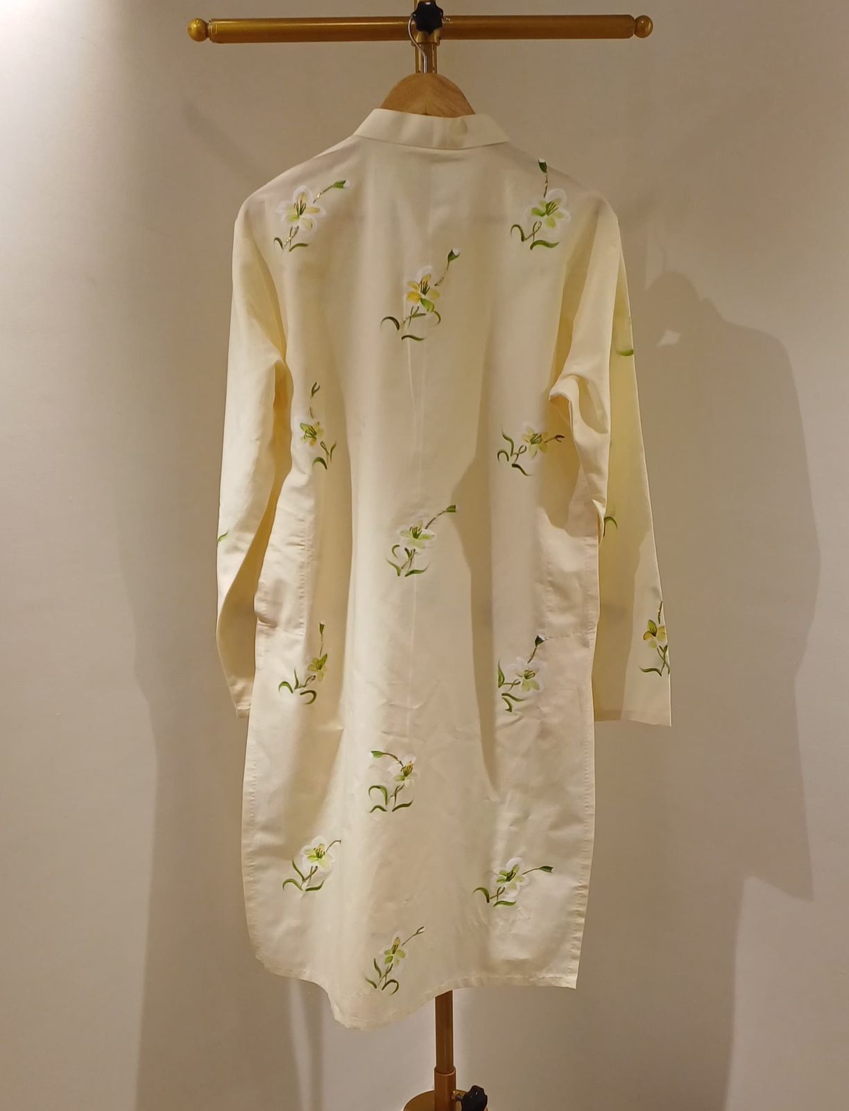 Lilies on Butter Yellow Mens kurta