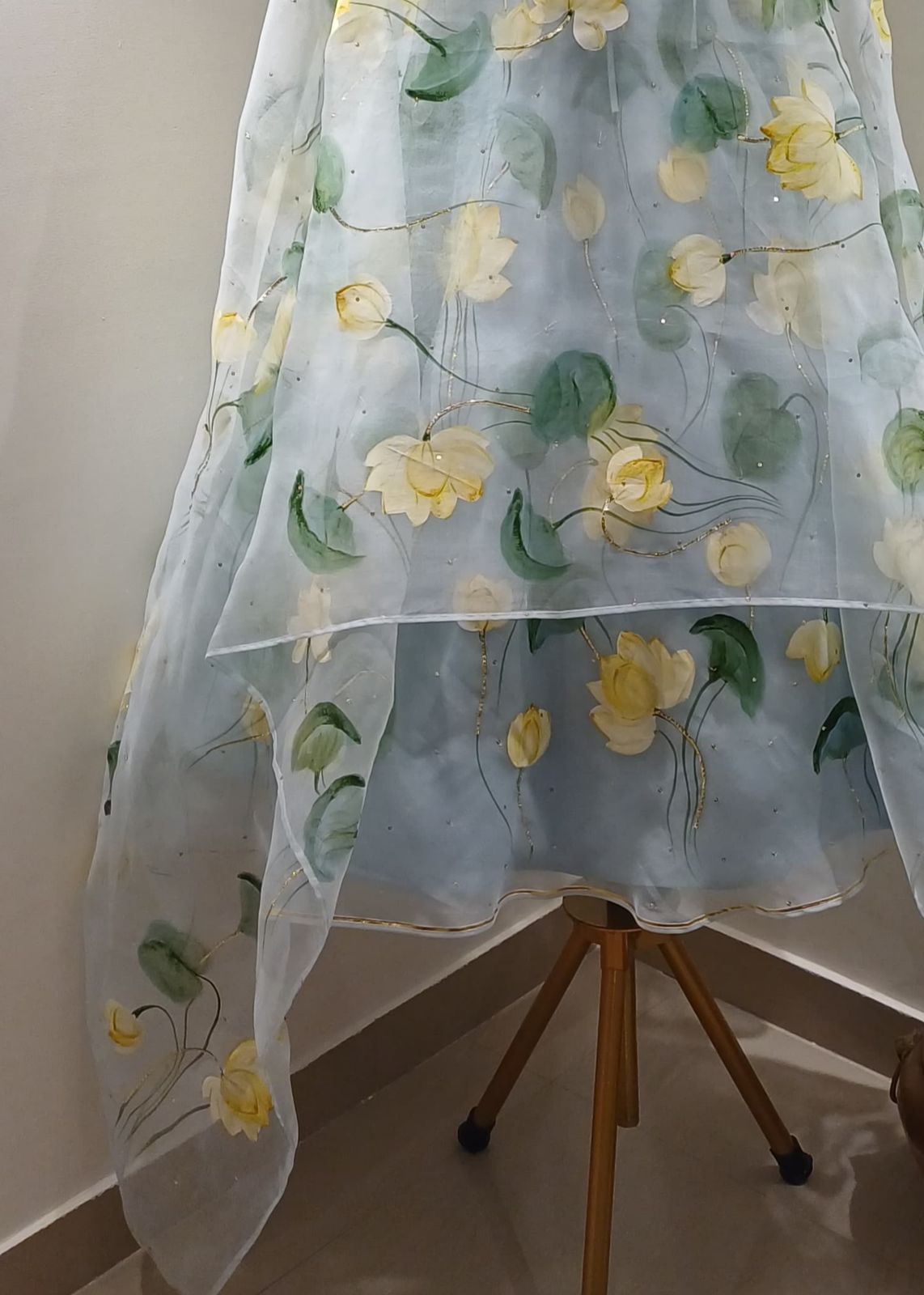 Lotus on Powder Blue Lehenga set with Sitara's