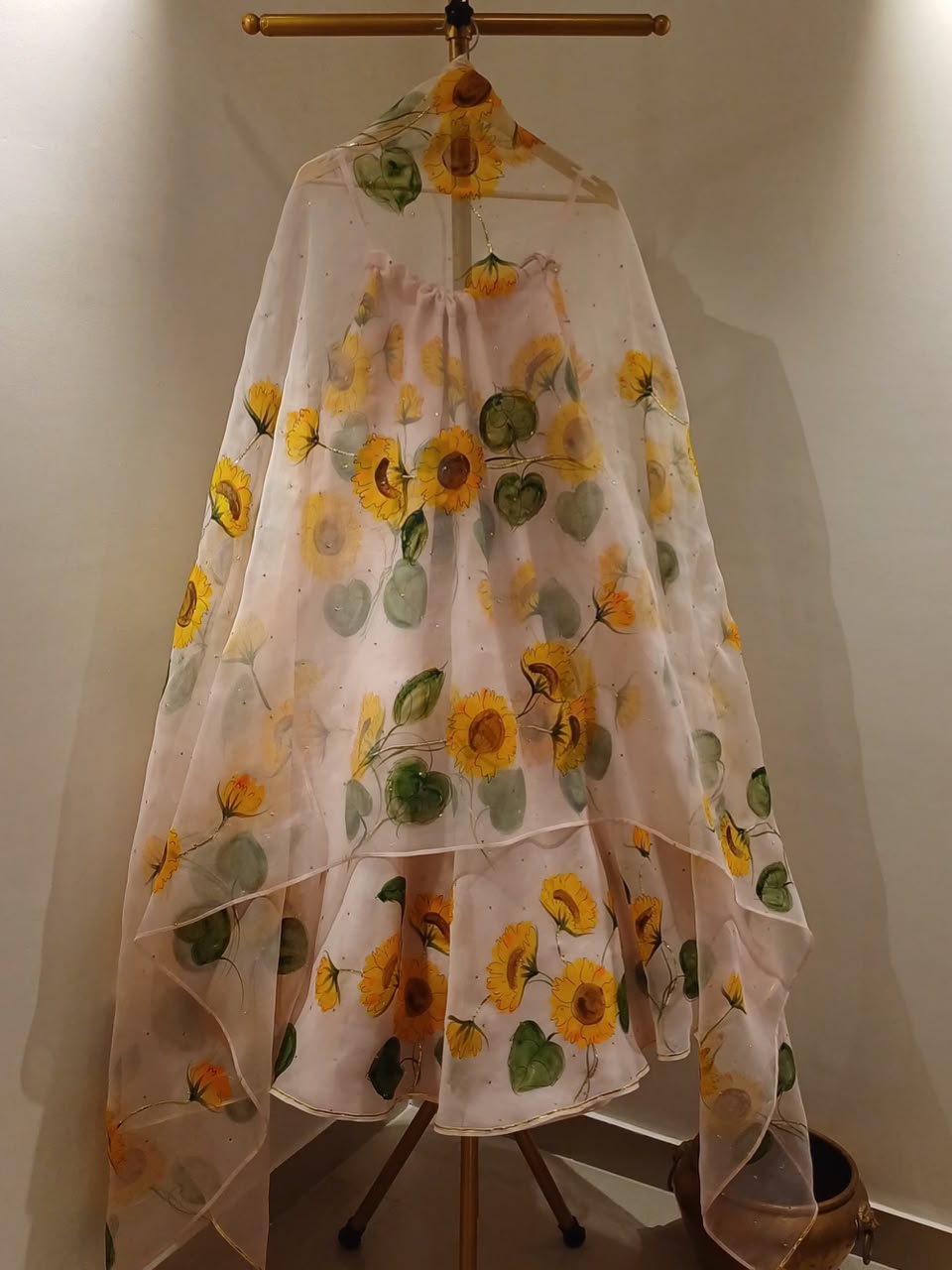 Sunflower on dusky rose Lehenga set with sequins Sitara's