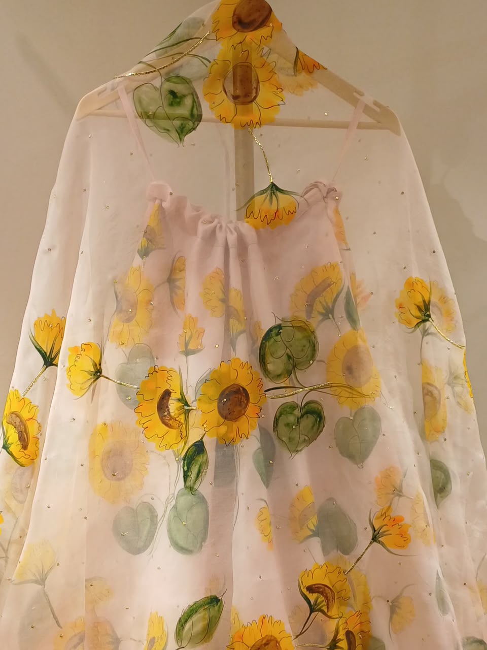 Sunflower on dusky rose Lehenga set with sequins Sitara's